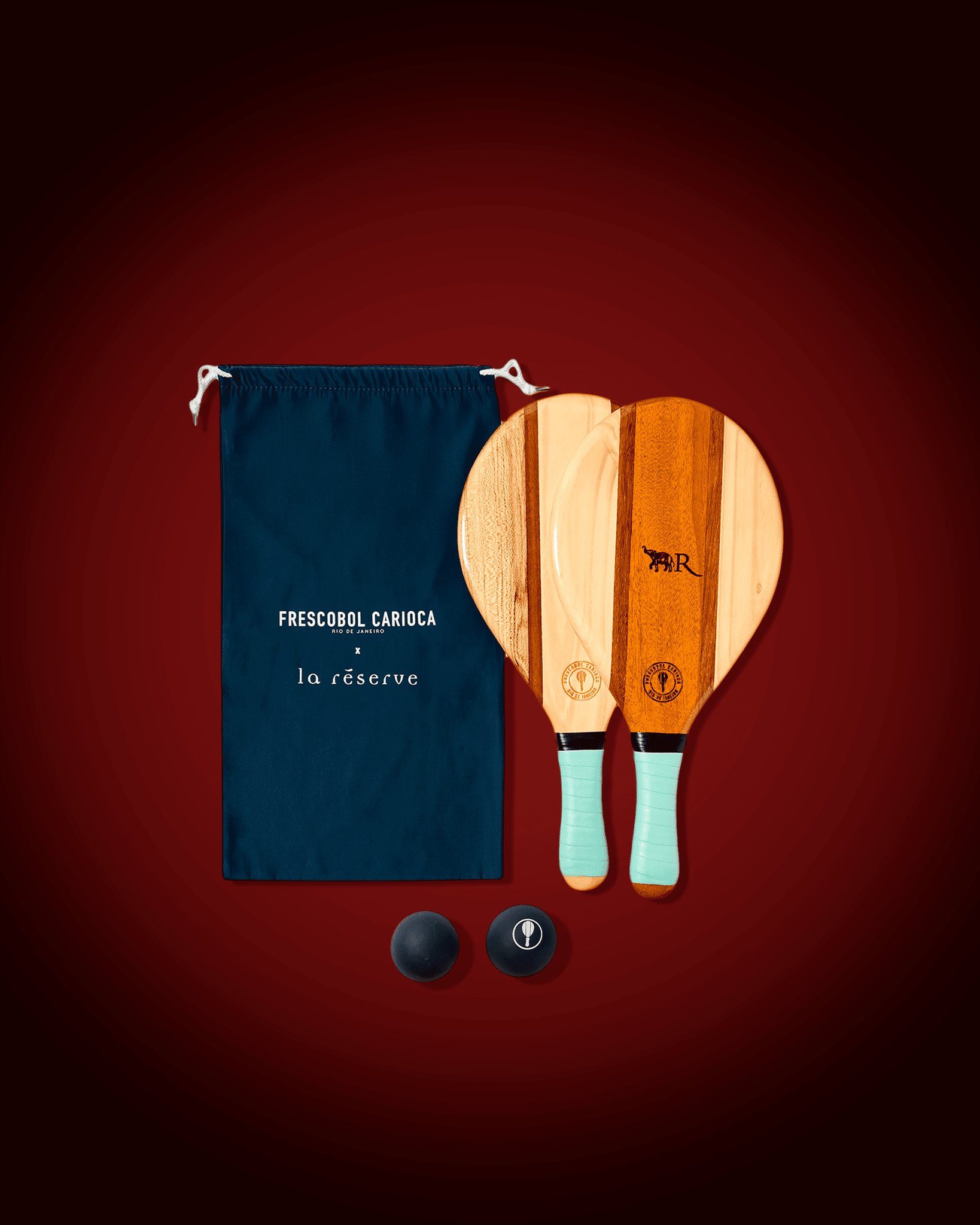 Duo de raquettes de plage en bois - Turquoise - La Réserve Boutique