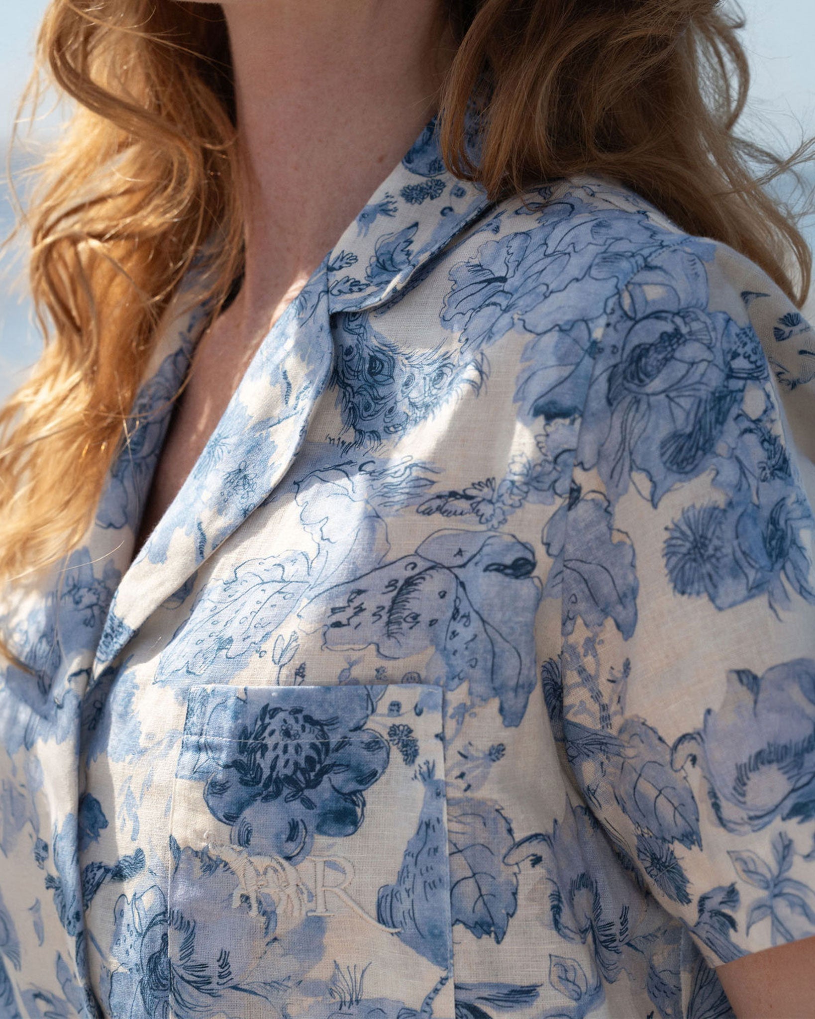 Ensemble pyjama en mélange coton/lin « Riviera Flora » - La Réserve Boutique