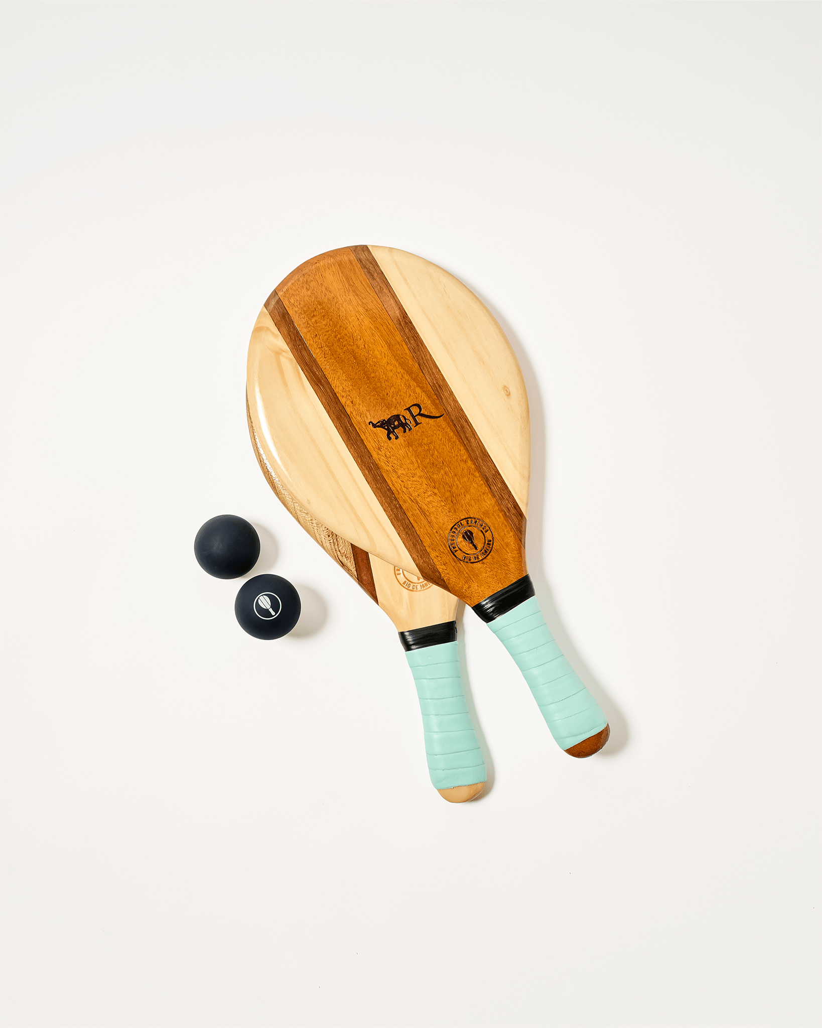 Set de raquettes de plage en bois - Turquoise - La Réserve Boutique