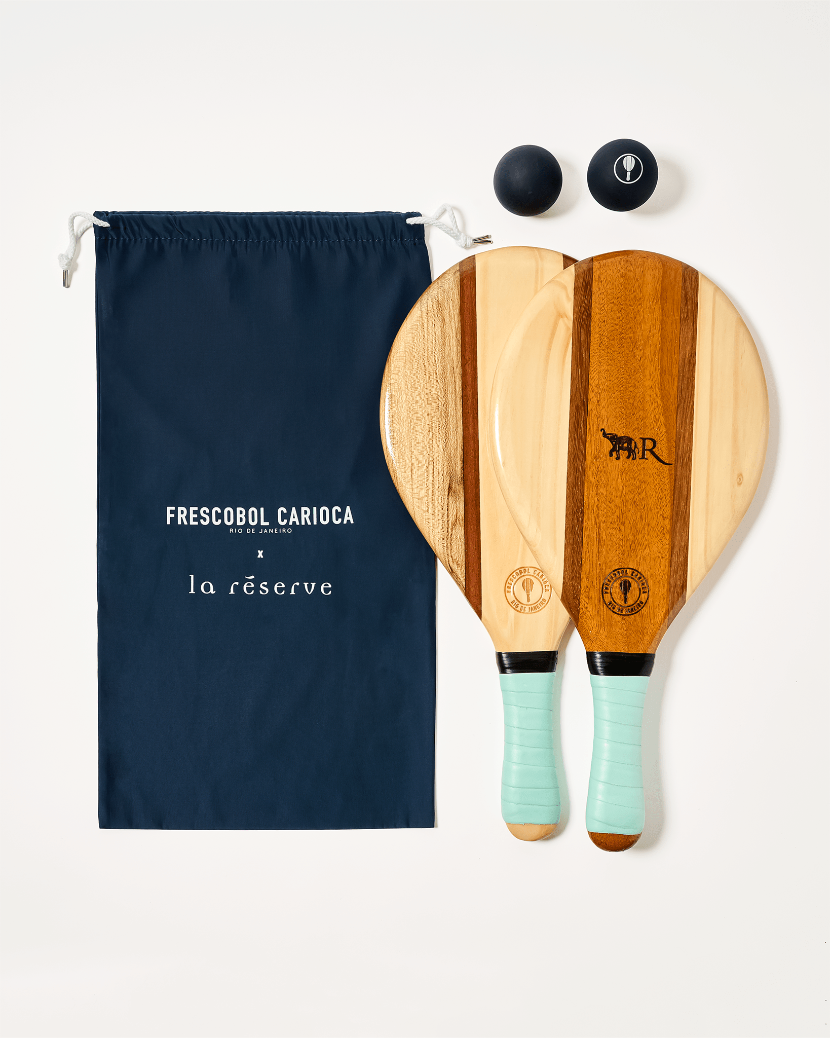 Set de raquettes de plage en bois - Turquoise - La Réserve Boutique