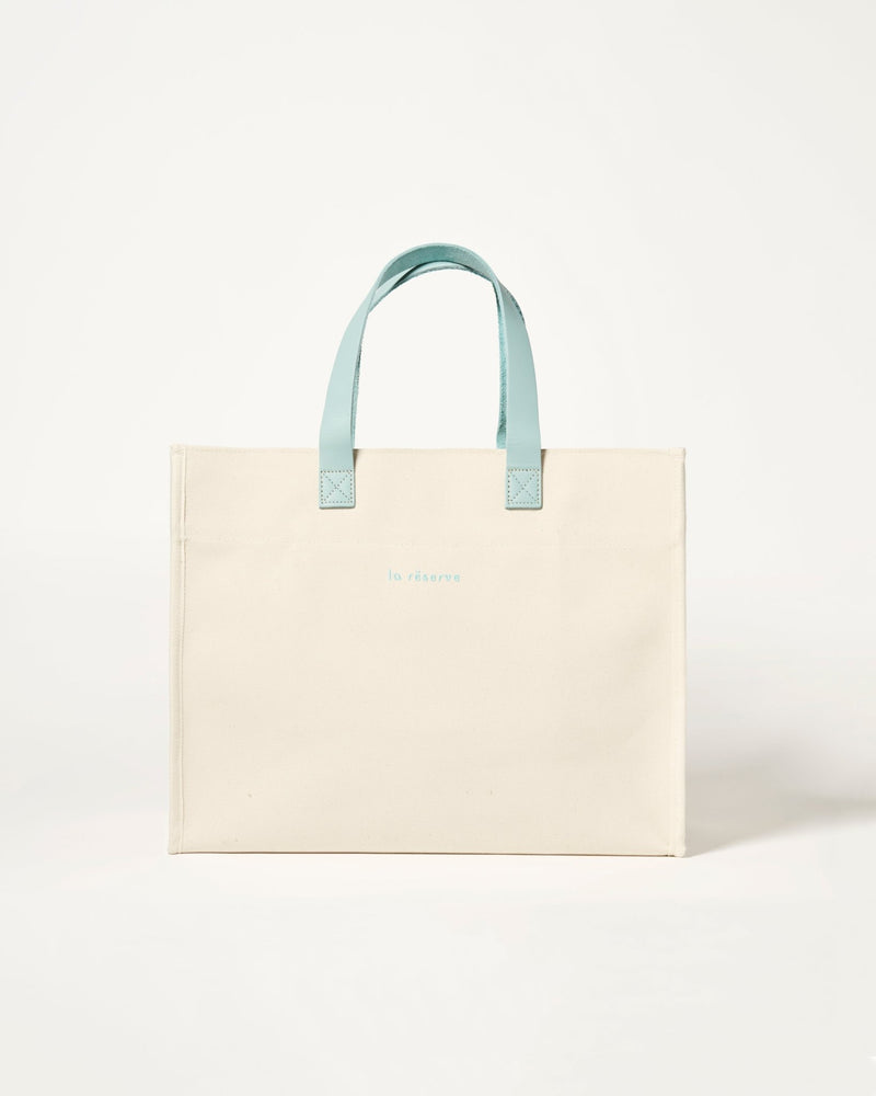 Cabas Canebier La Réserve Ramatuelle - Beige et Cuir Turquoise - La Réserve Boutique