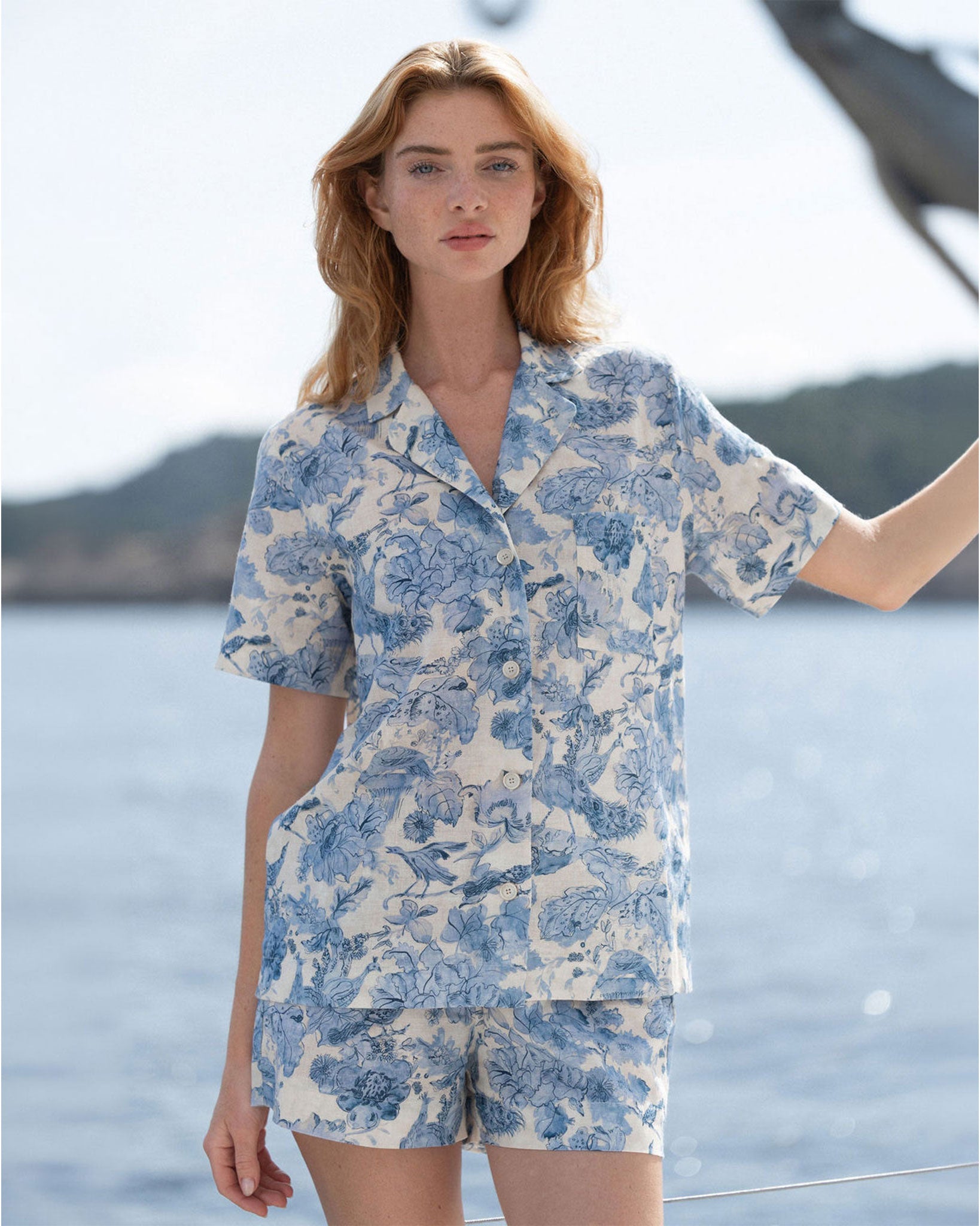 Ensemble pyjama en mélange coton/lin « Riviera Flora » - La Réserve Boutique